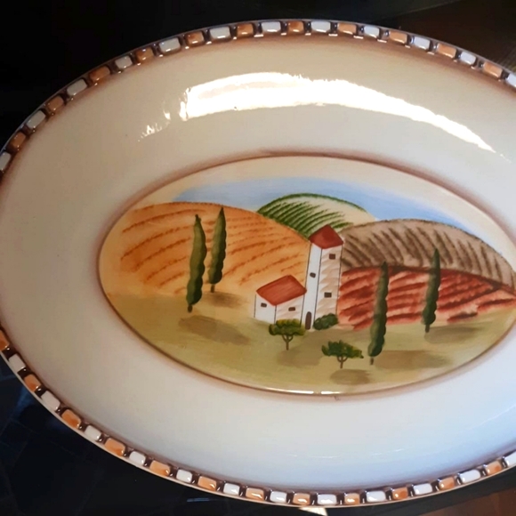 NIB Villa De Sienna 2-piece Serving Plate Set, Hand Painted Clay Art - Picture 2 of 5